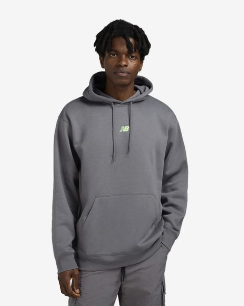 Худі чоловіче New Balance Graphic Hoodie MT53642-CAS сіре з капюшоном, оригінальна спортивна кофта Нью Баланс, толстовка 3497636367 фото